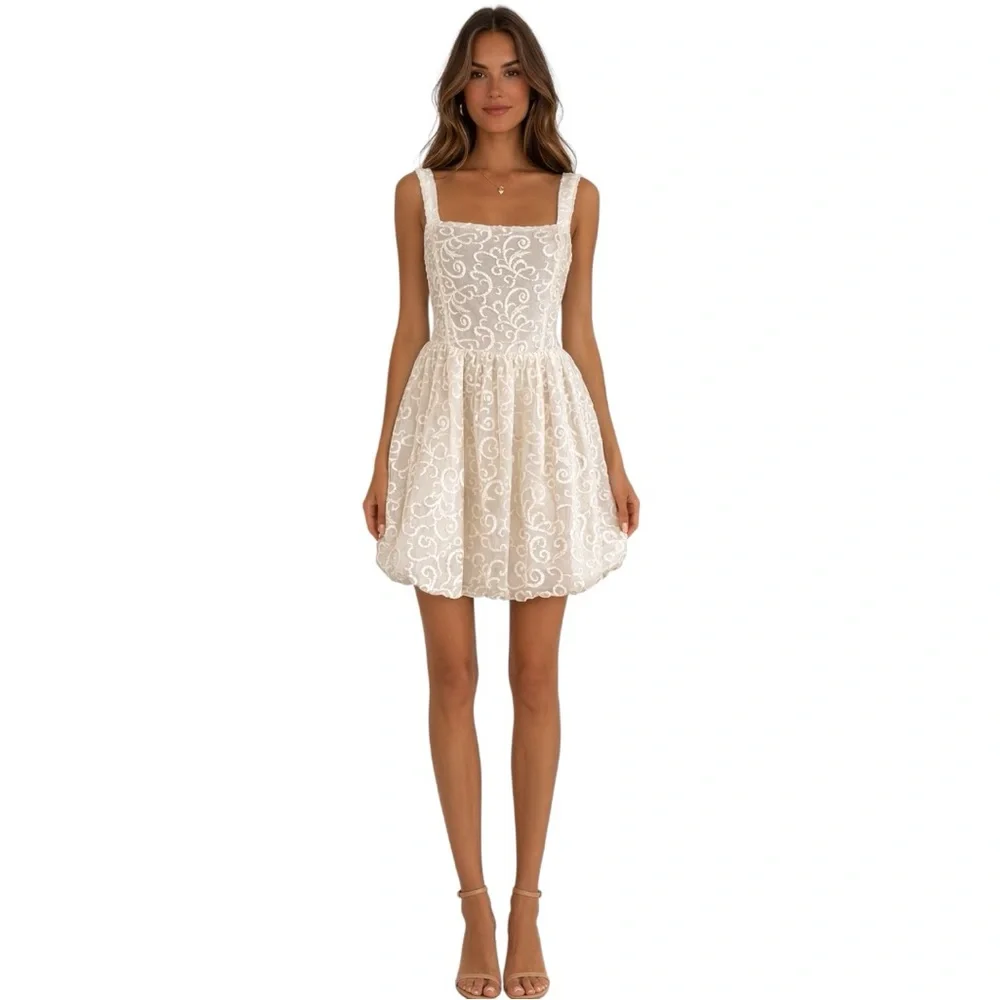 Layered With Love Embroidered Ivory Dress NWT Size L $168 Retail - Picture 3 of 5